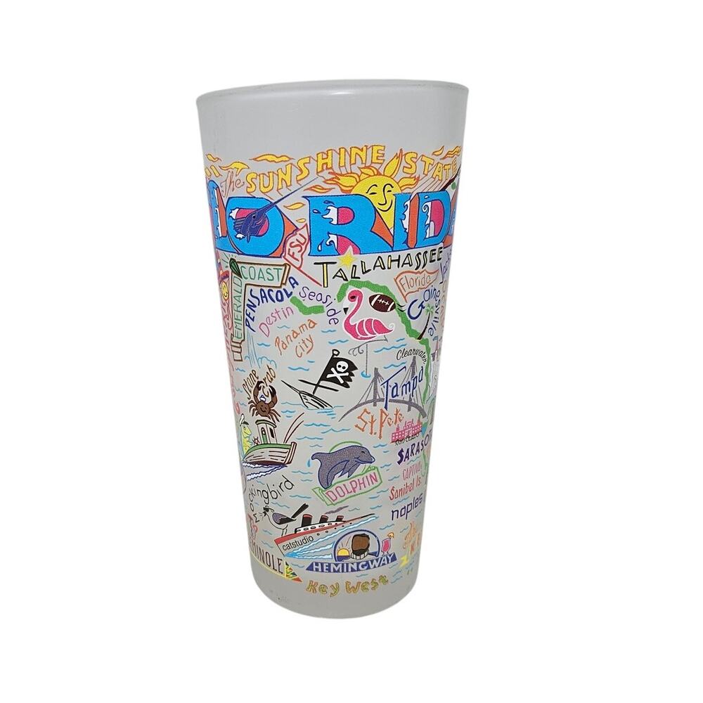 Catstudio 2014 Frosted Glass Florida State Tall Drinking Barware Sunshine